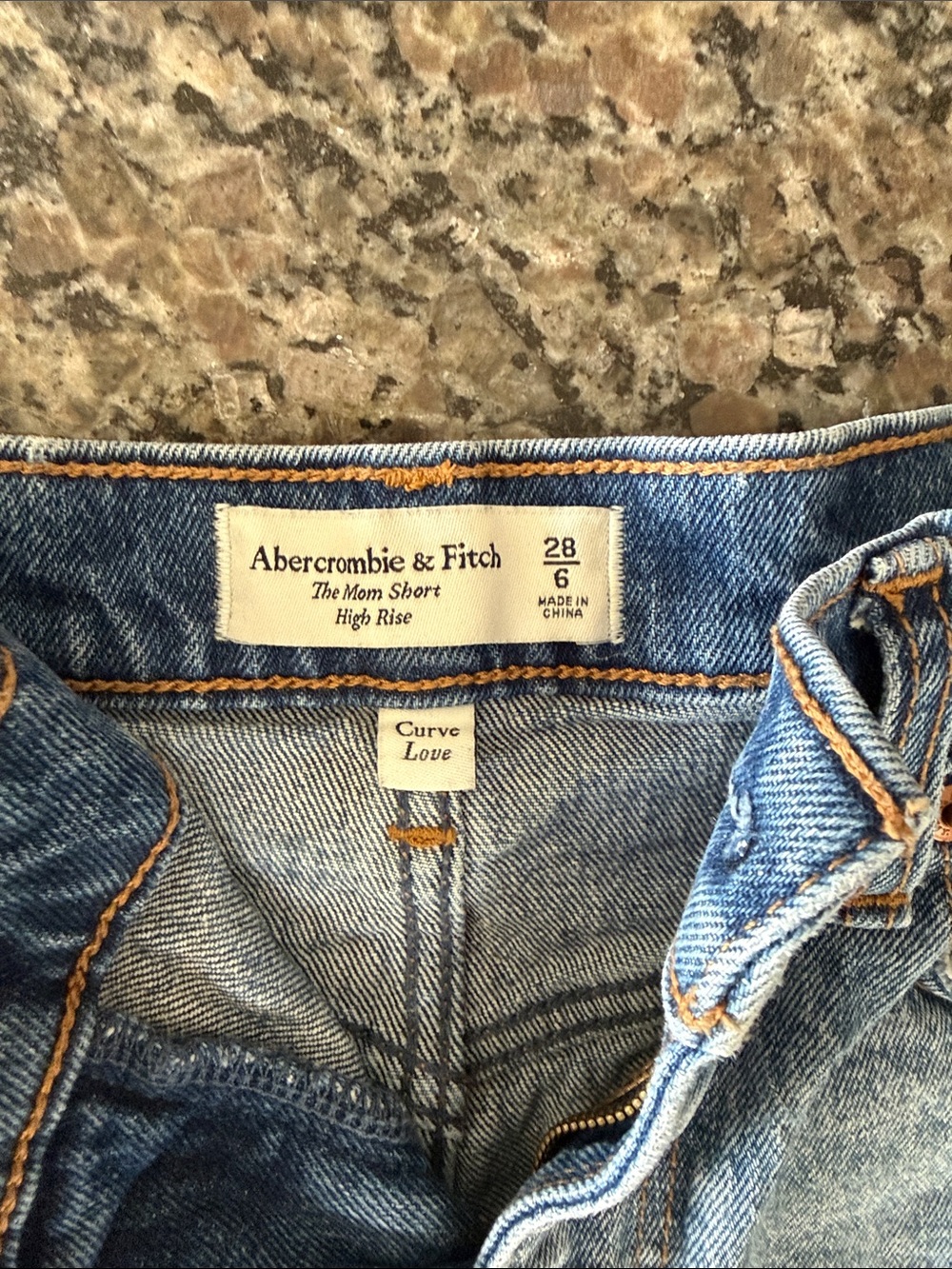 Abercrombie & Fitch Light Blue High-Rise Mom Shorts